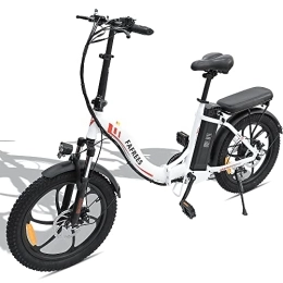 Fafrees vélo Officiel ] Fatbike F20 Vélo électrique 36 V / 15 Ah Fat Tire 3, 0" Batterie 20" VTT pour homme et femme 250 W jusqu'à 25 km / h Shimano 7S Vélo électrique pliable jusqu'à 90-120 km - Blanc