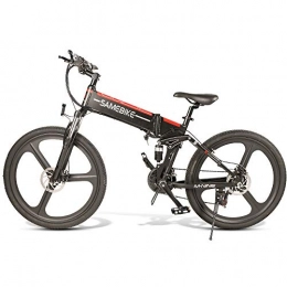 OLKJ Vélo de Montagne pour Adultes, vélos électriques pliants et système à Vitesse Variable SHIMANO21 avec Batterie Grande capacité 48V 10.4AH, Vitesse maximale 30 km/h (LO26 YTL Black)