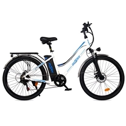 E-RIDES vélo Onesport Vélo Électrique Pliable 26", VTT Électrique Homme Femme 250W, E-Bike Shimano 7 Vitesses LED 25KM / H, 36V / 10Ah Batterie Amovible (BK1, Blanc)
