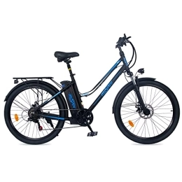 E-RIDES Vélos électriques Onesport Vélo Électrique Pliable 26", VTT Électrique Homme Femme 250W, E-Bike Shimano 7 Vitesses LED 25KM / H, 36V / 10Ah Batterie Amovible (BK1, Noir)