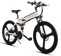 OUXI vélo OUXI LO26 Moped Vélo Électrique pour Adulte, 26 Pouces Vélo de Montagne Pliable avec Shimano 21 Vitesses 35km / h Vitesse Maximum 350W 10.4Ah Batterie Ebike-Blanc