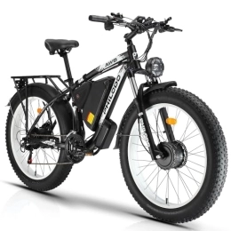 PHILODO vélo PHILODO Vélo électrique pour adultes, 48V 22Ah Batterie amovible 20"×4" Fat Tire Ebike Moteur double 65KM-100KM Vélos électriques avec frein à disque hydraulique 21 vitesses Verrouillage de l'allumage