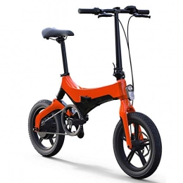 MMJC vélo Pliant Vélo Électrique, Multi-Fonction Vélo Électrique Étudiant Mini Comfort Amortissante Portable Loisirs Scooter Électrique, 55-65Km Unisexe, Orange