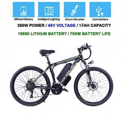 QDWRF Vélos électriques QDWRF VTT Électrique 26" E-Vélo Homme pour Adultes, 350W en Alliage d'aluminium Ebike vélos Amovible 48V 13Ah Lithium-ION Rechargeable Électrique, 21 Vitesses, Jusqu’à 35km / h A