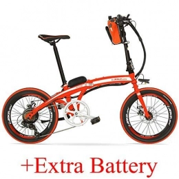 QX vélo qx Scooter 240W 48V 12Ah Portable 20 Pouces Vélo Pliant E, Vélo Électrique D'Assistance À La Pédale de Cadre En Alliage D'Aluminium, Deux Freins À Disque, Pedelec, Batterie Red Extra Plus
