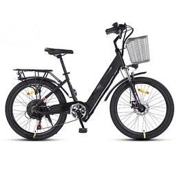 RASHIV vélo RASHIV Vélo électrique, véhicule électrique de Banlieue léger à 7 Vitesses, Instrument d'affichage, Moteur sans balais de 350 W, adapté à Une Hauteur de 140 à 175 cm (Black 25AH)