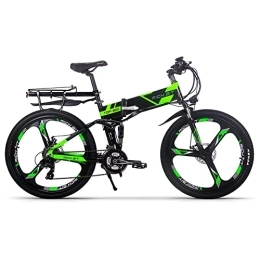 RICH BIT Vélos électriques RICH BIT 26" Vélo électrique Pliant, VTT électrique 250 W, Batterie 12, 8 Ah, Suspension complète (Vert)