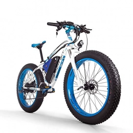RICH BIT Vélos électriques RICH BIT RT022 vélo électrique 1000W Moteur sans Brosse 48V * 17Ah Batterie au Lithium 26 * 4.0 Pouces Gros Pneu e-Bike Plage Cruiser Sports VTT (Blue)