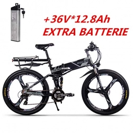 RICH BIT-ZDC Vélos électriques Rich BIT RT860 vélo électrique VTT 250W * 36V * 12.8Ah LG li-Batterie Smart ebike 26 Pouces VTT (Gray（ebike + Spare Battery)