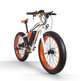 RICH BIT vélo RICH BIT TOP-022 Style de Moto vélo électrique 1000W Moteur 21 Vitesses Gros Pneu électrique Montagne Neige vélo de Plage pour Adultes Freins à Disque avec 17Ah Li-Batterie (Orange)