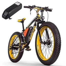 RICH BIT Vélos électriques RICH BIT TOP-022 Vélo électrique, 26" Fat Tire E-Bike, Système de freinage à Double Disque VTT électrique pour Adulte, 48 V Batterie au Lithium Snow Mountain Bike, Shimano 21 Vitesses (12.5AH, Jaune)