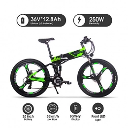RICH BIT 860 Vélos électriques Rich BIT VTT e-Bike rt860, 250W, Batterie 36V 12.8Ah, 26"Pouces, vlo MTB Pliant pour (Vert)