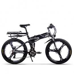 RICH BIT Vélos électriques RICH BIT Vélo de Montagne 250W Brushless Motor Sports Bike, 36V 12.8Ah Lithium Battery Electric Bike, Ebike de Frein à Disque mécanique (Gris-Noir)