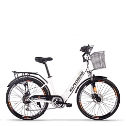 RICH BIT Vélos électriques RICH BIT Vélo de Ville électrique pour Femme Smart eBike Roues 26 Pouces, Batterie 36V 8Ah ION, Autonomie jusqu'à 50-80km (Blanche)