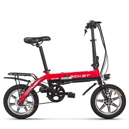 RICH BIT Vélos électriques RICH BIT Vélo Pliant électrique, Batterie Lithium-ION 250 W 36 V * 10, 2 Ah, vélo électrique de Ville Pliable RT-618 14 Pouces pour Adultes (Rouge)
