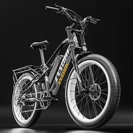 RICH BIT Vélos électriques RICH BIT Vélo électrique CM-900 pour Adultes 48V Vélo d'exercice électrique sans Balai, Frein hydraulique de vélo de Montagne Amovible à Batterie au Lithium 17Ah (Blanche-Améliore)
