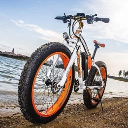 RICH BIT Vélos électriques RICH BIT Vélo électrique Homme 26 Pouces, 48V 17Ah Batterie Lithium-ION Fat Bike Ebike, VTT électrique Adulte avec Porte-Bagages arrière, Sac, rétroviseurs (Orange)