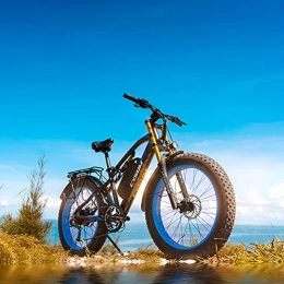 RICH BIT Vélos électriques RICH BIT Vélo électrique pour Adulte, vélo de Montagne électrique M900 26", Graisse de Neige 48V 1000W Ebike, vélo de Plage à 9 Vitesses (Bleu)
