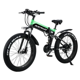 ride66  ride66 Vélo électrique Pliable Fat E-Bike 26 Pouces 21 Vitesses 12.8Ah Batterie pour Homme Femme Adulte (Noir-Vert)