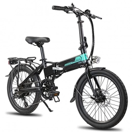 ROCKSHARK Vélos électriques ROCKSHARK Vélo électrique Folding - En aluminium - 20" - Vélo électrique pliable Shimano à 7 vitesses - Poids léger et aluminium - Avec éclairage - Noir
