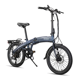 ROCKSHARK Vélos électriques ROCKSHARK Vélo électrique pliable pour adulte 20 pouces Pedelec Vélo électrique pliable avec dérailleur Shimano 7 vitesses 250 W Moteur Batterie amovible 25 km / h