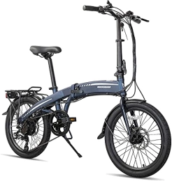 Hiland Vélos électriques ROCKSHARK Vélo électrique pliable pour adulte 20 pouces Pedelec Vélo électrique pliable avec dérailleur Shimano 7 vitesses 250 W Moteur Batterie Amovible Vélo électrique 25 km / h