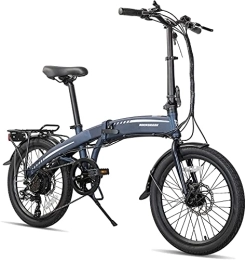 Hiland Vélos électriques ROCKSHARK Vélo électrique pliable pour adulte 20" Pédelec électrique pliable avec dérailleur Shimano 7 vitesses 250 W Moteur batterie amovible Electric Bike 25 km / h