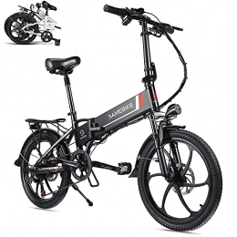Rymic Vélo électrique pliable pour adultes, 350 W 20 pouces Vélo électrique avec batterie au lithium amovible 48 V 10,4 Ah pour adultes, 7 vitesses, poignée de vélo électrique, compteur LCD