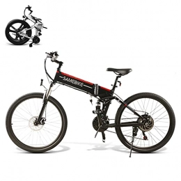 Rymic vélo Rymic Vélo électrique pliable pour adultes, 350 W 66 cm avec batterie au lithium amovible 48 V 10 Ah pour adultes, poignée de vélo électrique 7 vitesses, compteur LCD, roue en alliage de magnésium