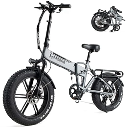 Kasivouk Vélos électriques SAMEBIKE 20 Pouces 4.0 Fat Tire Vélo Électrique avec Shimano 7 Vitesses et Batterie 48V 10AH, Vélo Électrique Pliable Adulte Ebike Montagne Plage Neige Vélo Électrique