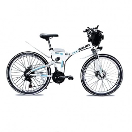 SAWOO Vélos électriques SAWOO Vélo électrique 1000w VTT électrique 26 Pouces E-Bike Pliant avec Batterie Au Lithium 10ah Neige Ebike Shimano 21 Vitesses (Blanc)