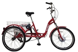 Scout vélo SCOUT Tricycle électrique, roues de 61 cm, cadre pliable, 6 vitesses, 12, 8 Ah, 250 W, tricycle électrique, tricycle électrique pliable (rouge)