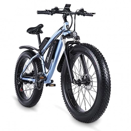 Shengmilo vélo Sheng milo-MX02S 26 Pouces Fat Tire Vélo électrique 48V Puissant Moteur Neige Mountain Vélo électrique avec Shimano 21 Speed Pedal Assist Lithium Batterie Frein à Disque hydraulique (Bleu)
