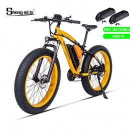 Shengmilo Vélos électriques Shengmilo 1000W Motor Vélos électriques 26 Pouces Mountain E-Bike, Vélo Pliant électrique, Fat Tire 4 Pouces, Include 2 Batteries (Jaune)