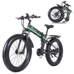 Shengmilo vélo Shengmilo -MX01 Vélo électrique pliable à pneu épais de 26" Batterie au lithium 48 V Vélo électrique de montagne avec Shimano 21 vitesses Vert