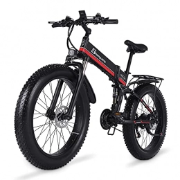 YUESUO Vélos électriques Shengmilo MX01 Vélo électrique pour adulte avec batterie au lithium amovible et chargeur de batterie 1000 W 26 x 4" Noir Rouge