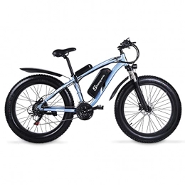 VARWANEO Vélos électriques SHENGMILO MX02S Vélo électrique Pliant pour Adulte, vélo électrique à Gros pneus 26 * 4.0 avec Moteur 1000W, Batterie 48V 17AH, Levier de Vitesses 7 / 21 (Bleu, Ajouter Une Batterie de Rechange)