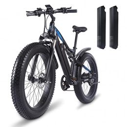 Shengmilo Vélos électriques Shengmilo -MX03 Full Suspension vélo électrique, Snow Mountain Vélo électrique, 26 Pouces 4.0 Fat Tire ebike, 48 V * 17 Ah Batterie au Lithium, Shimano 7 Vitesses (Noir)