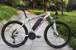 SMLRO Vélos électriques SMLRO Vélo de Montagne électrique, vélo électrique 1000W 26 '' avec Batterie Amovible au Lithium-ION 48V 15 AH Shimano 27 Vitesses (Blanc-Rouge)