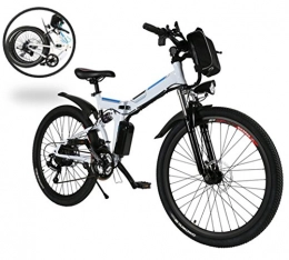 SummerRio vélo SummerRio Vlo Electrique Pliable Homme Vlo Electrique Pliant de Montagne VTT E-Bike Adulte 26 Pouces avec Batterie Li-ION 36V (EU Stock) (Blanc) (Prise EU)