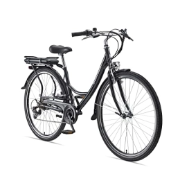 Teutoburg vélo TEUTO Château E-Bike, vélo électrique avec cadre en acier hiten Anthracite avec 6 vitesses Shimano Dérailleur – Pedelec City Bike léger, 250 W & 8, 8 Ah / 36 V batterie lithium-ion, 28 ", 282686