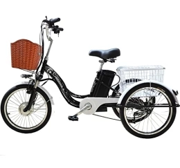 Generic vélo Tricycle électrique adulte 20in batterie au lithium 3 roues vélo pour les personnes âgées avec éclairage LED écran d'affichage élargi panier arrière alimentation / assistance / pédale 3 mode