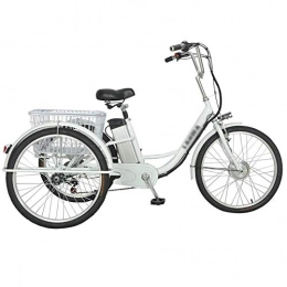Gpzj vélo tricycle électrique vélo adulte à 3 roues vélo à assistance électrique avec panier arrière panier de nourriture sortie shopping 48V12ah scooter pédale électrique 24 pouces unique 250w moteur main-d'œ