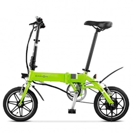 TX Vélos électriques TX 14 Pouces Vélo Électrique Au Lithium Batterie en Alliage D'aluminium Pliable Mini Taille Unisexe Adulte Pédale Vélo LED Avant Lumière, Vert