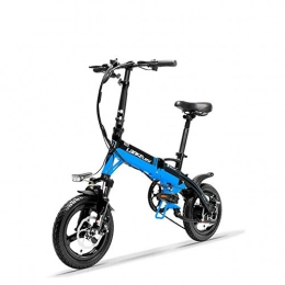 TYT vélo TYT Vélo de Montagne Électrique A6, Batterie Cachée, Mini-Vélo Électrique Pliant Portable, 14 Pouces, Frein À Disque, Jante En Alliage de Magnésium, (Blanc Bleu, Standard), Noir Bleu