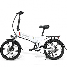Samebike Vélos électriques Version améliorée du vélo Pliant électrique 20LVXD30-II Lingying de 20 Pouces 48V10.4AH350W7S Roue en Alliage de magnésium Smart 5 Vitesses LCD + Support USB (Blanche)