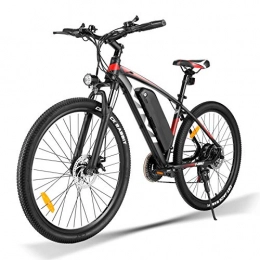 Vivi Vélos électriques VIVI 27.5" 350W 36V 10.4Ah Vélo de Montagne électrique Vélo de Transport à Batterie Amovible 25MPH 21 Vitesses E-Bike Adulte(Rouge)