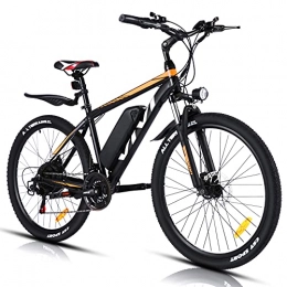 Vivi Vélos électriques VIVI Vélo Électrique Adulte Vélo de Montagne 26" avec Moteur 350W, Batterie 36V / 8Ah Amovible / Engrenages 21 Vitesses / Vitesse Maximum 32km / h / Kilométrage de Recharge Jusqu'à 50km (Noir et Orange)