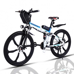Vivi Vélos électriques VIVI Vélo Électrique Pliable Adulte Vélo de Montagne avec 26" Roue Intégrée, Moteur 350W, Batterie 36V / 8Ah / Engrenages 21 Vitesses / 32km / h / Kilométrage de Recharge Jusqu'à 40km (Bleu)