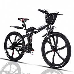 Vivi Vélos électriques VIVI Vélo Électrique Pliable Adulte Vélo de Montagne avec 26" Roue Intégrée, Moteur 350W, Batterie 36V / 8Ah / Engrenages 21 Vitesses / 32km / h / Kilométrage de Recharge Jusqu'à 40km (Noir)